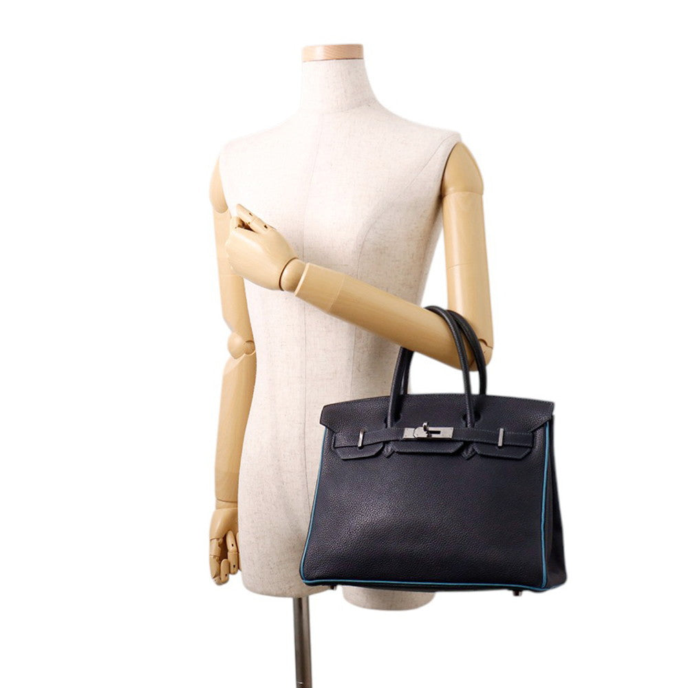 HERMES Birkin Blue Indigo/Blue Jean Togo Leather Size 30