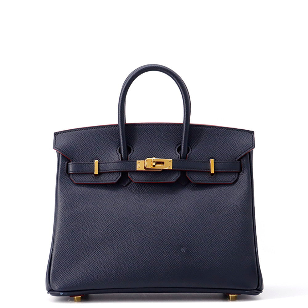 HERMES Birkin Contour Blue Indigo/Rouge H Epsom Size 25