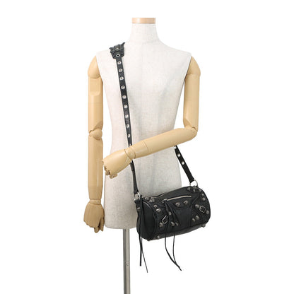 BALENCIAGA Le Cagoule Cylinder Shoulder Bag Black771716 1000 Leather