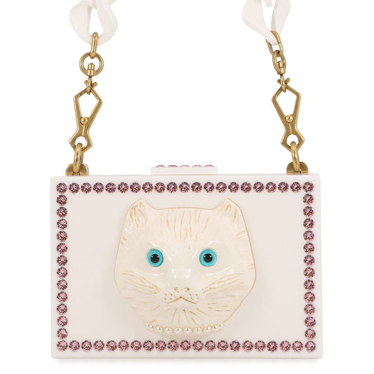 GUCCI Cat Shoulder Bag White500259 Plastic