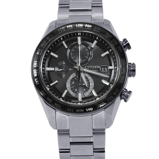 CITIZEN Attesa Act Line Sapphire Bezel Eco-Drive Solar Powered Radio-Controlled Watch W42mm TI Black DialAT8295-56E