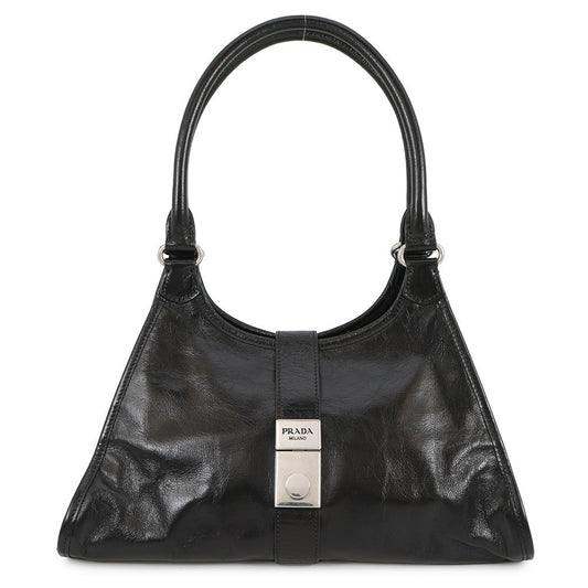 PRADA Hobo Bag Black1BG563 Leather Size Medium