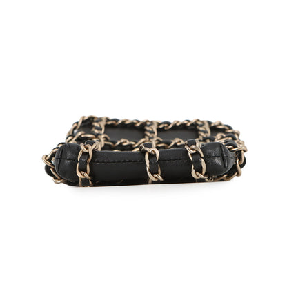 CHANEL Chocolate Bar Chain Shoulder Bag Phone Case BlackAP1161 Lambskin