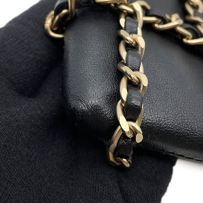 CHANEL Chocolate Bar Chain Shoulder Bag Phone Case BlackAP1161 Lambskin