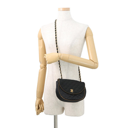 CHANEL Matelasse CC Logo ChainShoulder Bag Black Satin
