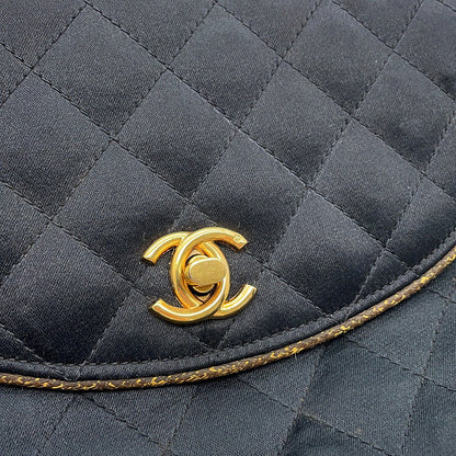 CHANEL Matelasse CC Logo ChainShoulder Bag Black Satin