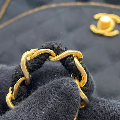 CHANEL Matelasse CC Logo ChainShoulder Bag Black Satin