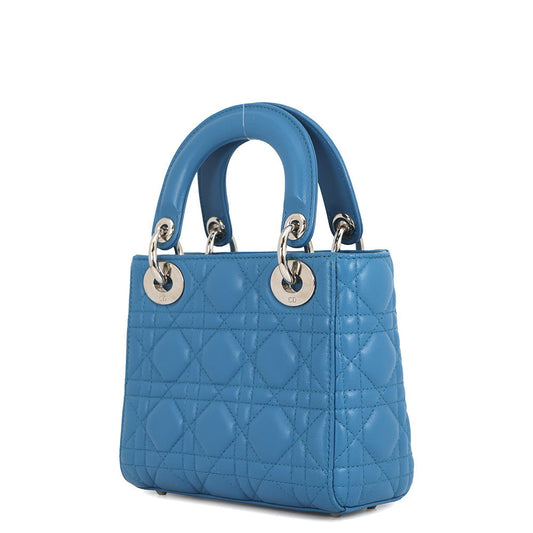 Dior Cannage Lady Dior Blue Leather Size Mini