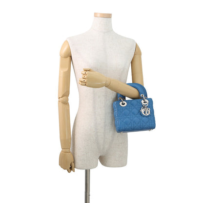 Dior Cannage Lady Dior Blue Leather Size Mini
