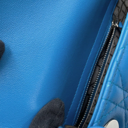 Dior Cannage Lady Dior Blue Leather Size Mini