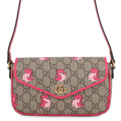 GUCCI GG Supreme Dragon Shoulder Bag Beige/Pink774371 GG Supreme Leather