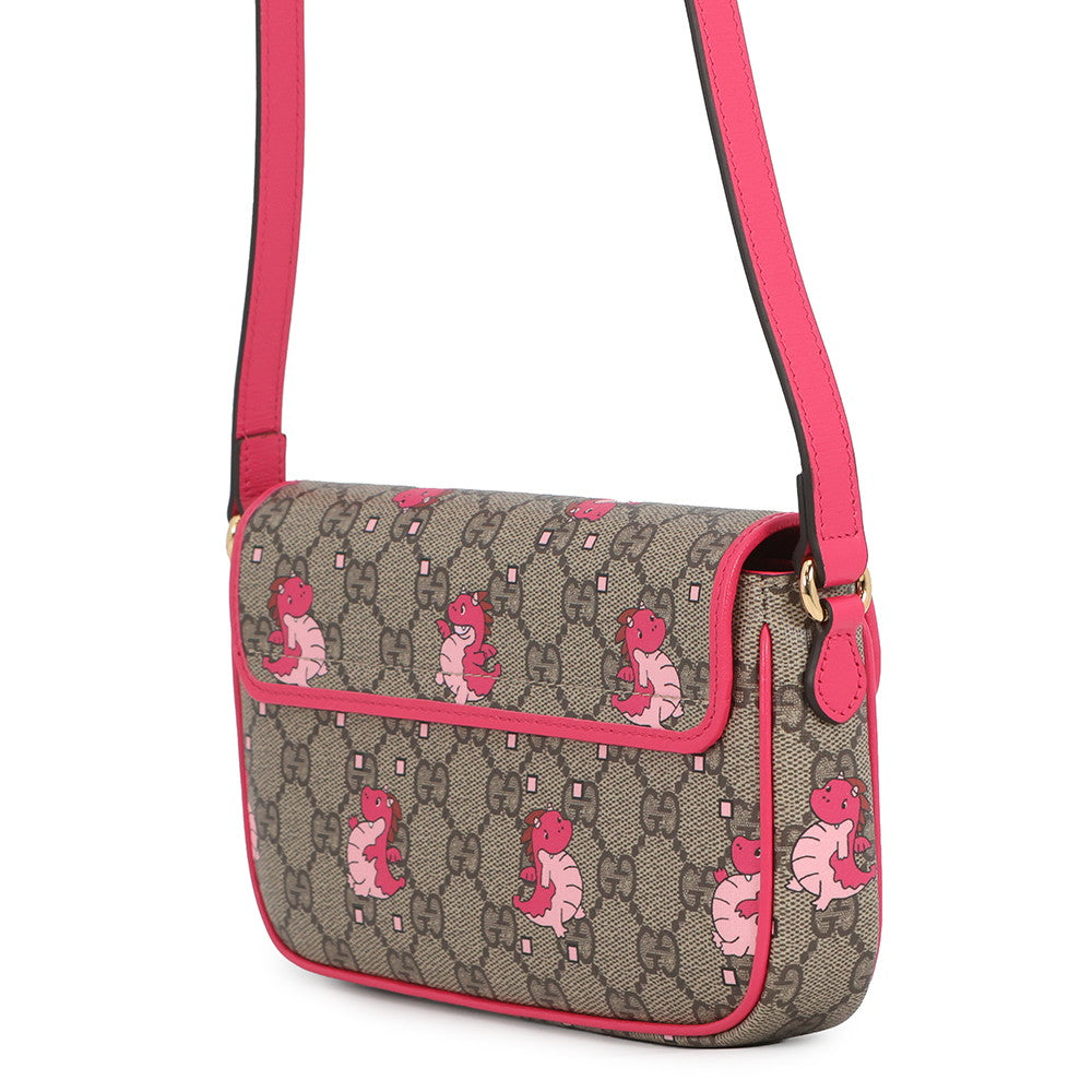 GUCCI GG Supreme Dragon Shoulder Bag Beige/Pink774371 GG Supreme Leather