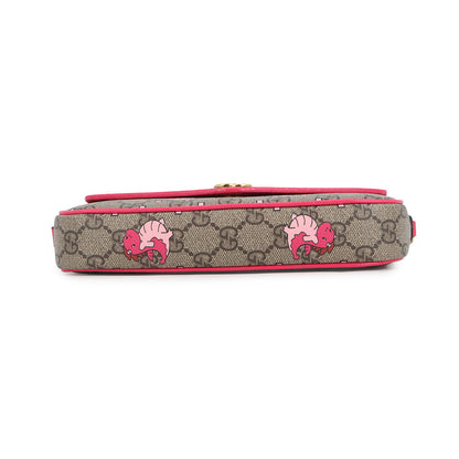 GUCCI GG Supreme Dragon Shoulder Bag Beige/Pink774371 GG Supreme Leather