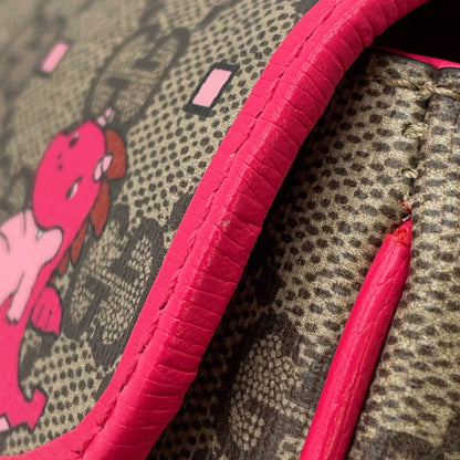 GUCCI GG Supreme Dragon Shoulder Bag Beige/Pink774371 GG Supreme Leather