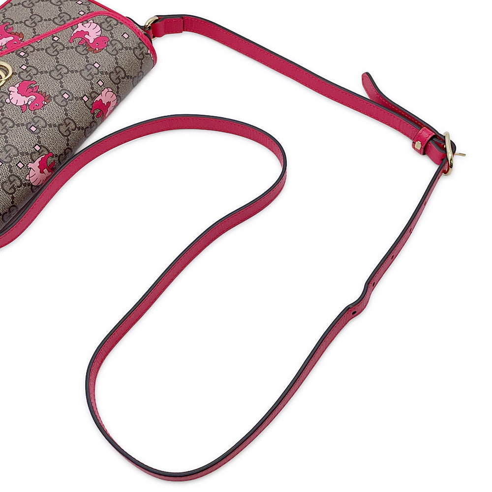 GUCCI GG Supreme Dragon Shoulder Bag Beige/Pink774371 GG Supreme Leather