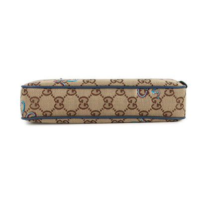 GUCCI GG Canvas Snake Shoulder Bag Beige/Navy817771 GG Canvas Leather