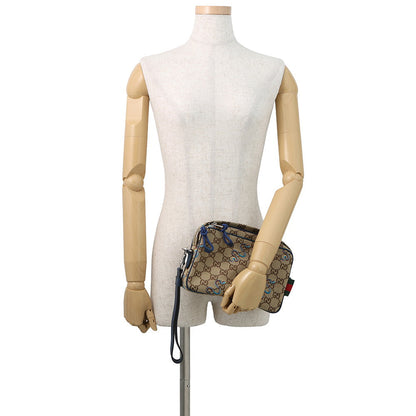 GUCCI GG Canvas Snake Shoulder Bag Beige/Navy817771 GG Canvas Leather