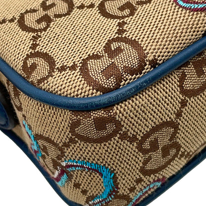 GUCCI GG Canvas Snake Shoulder Bag Beige/Navy817771 GG Canvas Leather