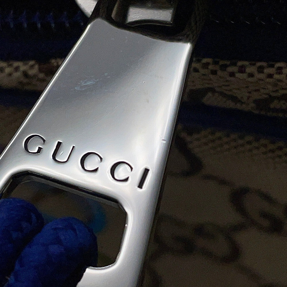 GUCCI GG Canvas Snake Shoulder Bag Beige/Navy817771 GG Canvas Leather