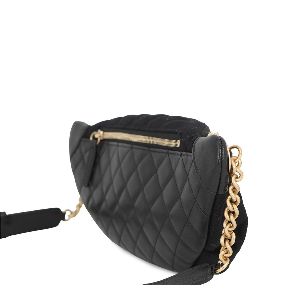 CHANEL Paris Hamburg Crossbody Bag BlackA57869 Wool Lambskin