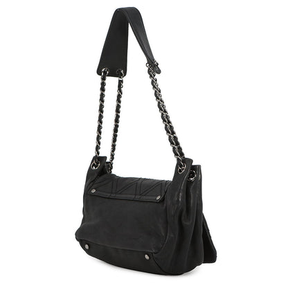 CHANEL CC Logo Chain Shoulder Bag Black Leather