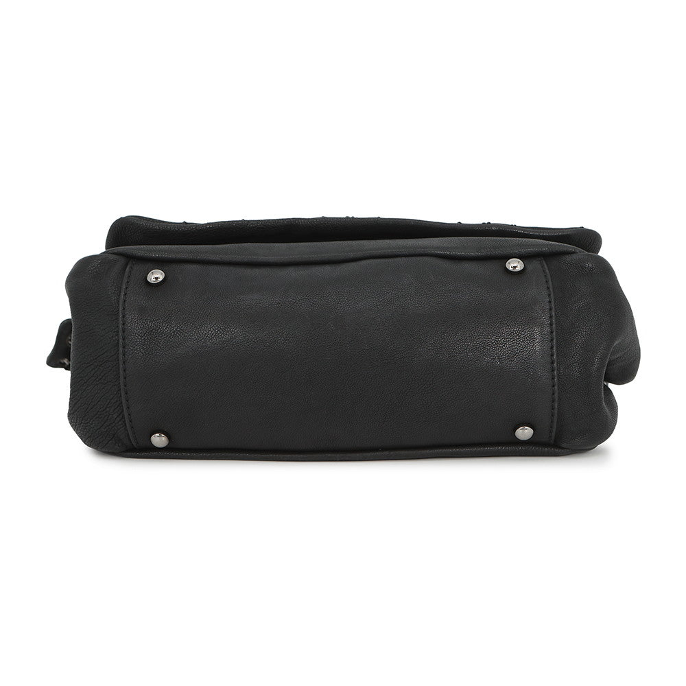 CHANEL CC Logo Chain Shoulder Bag Black Leather