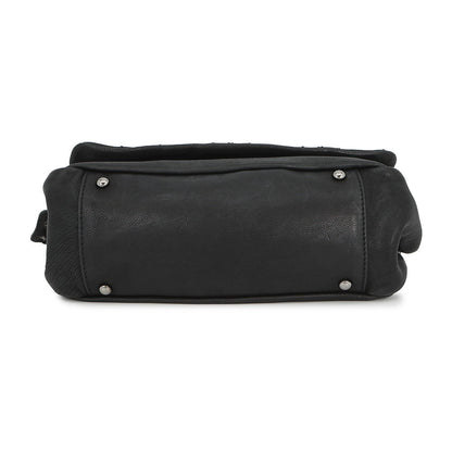 CHANEL CC Logo Chain Shoulder Bag Black Leather