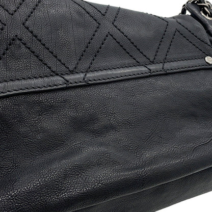 CHANEL CC Logo Chain Shoulder Bag Black Leather
