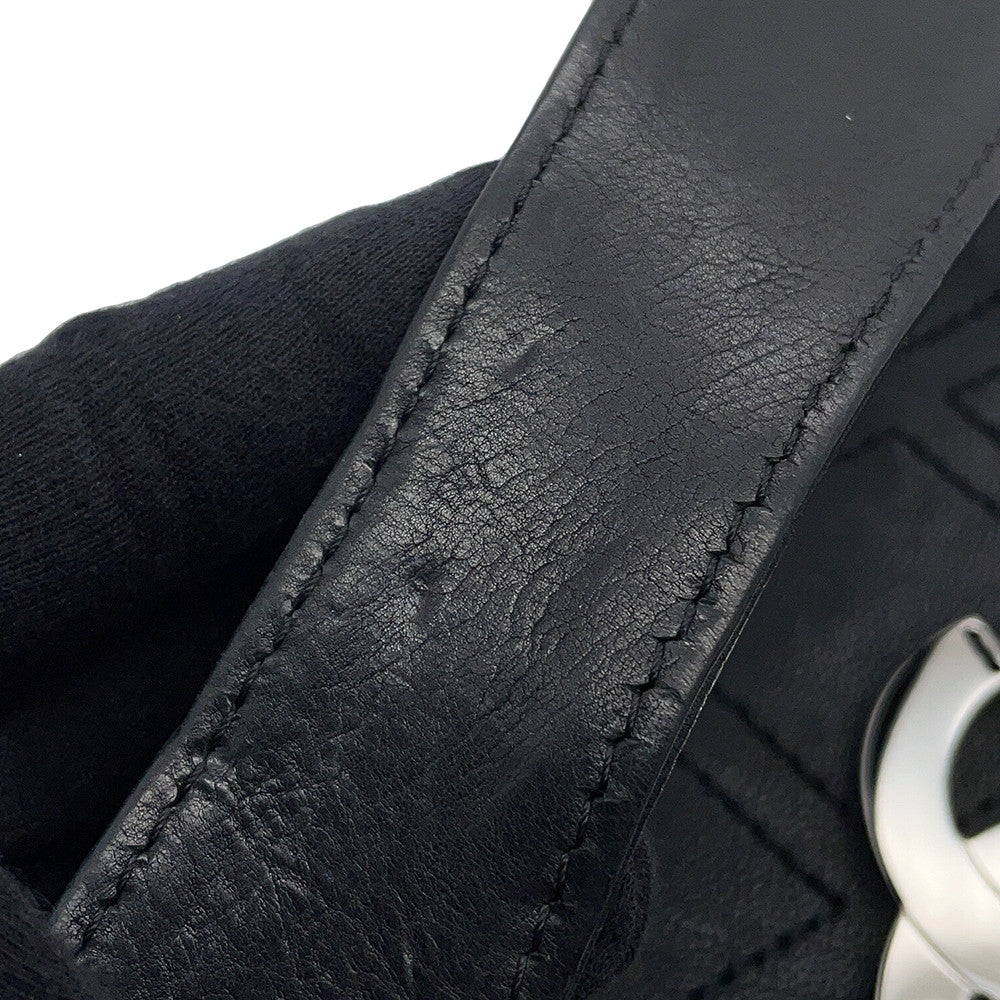 CHANEL CC Logo Chain Shoulder Bag Black Leather