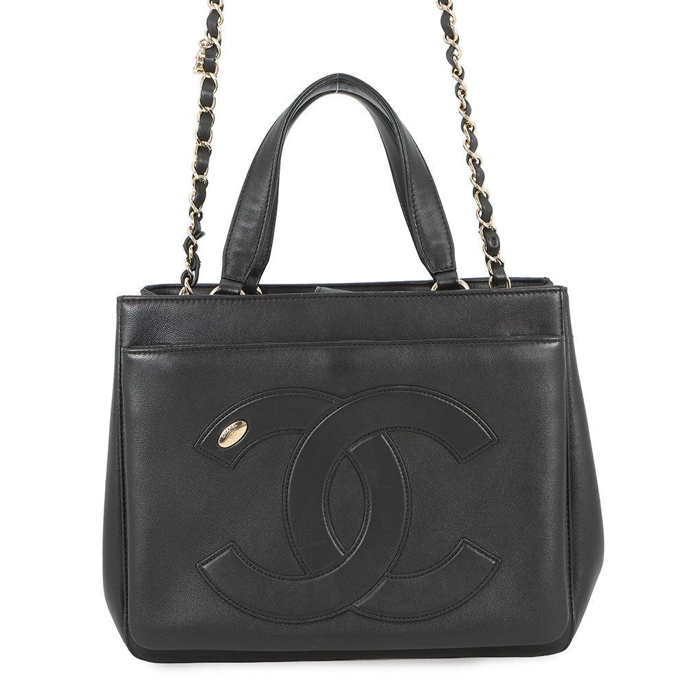 CHANEL CC Logo 2-way Tote Bag BlackAS0326 Leather