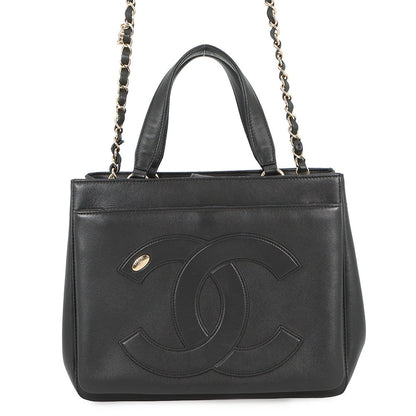 CHANEL CC Logo 2-way Tote Bag BlackAS0326 Leather