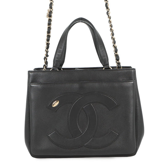 CHANEL CC Logo 2-way Tote Bag BlackAS0326 Leather
