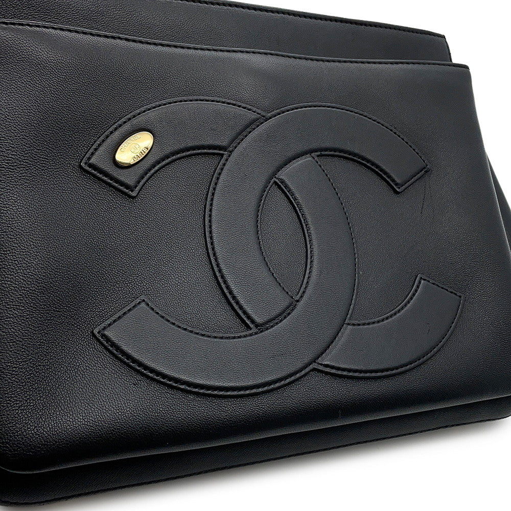 CHANEL CC Logo 2-way Tote Bag BlackAS0326 Leather
