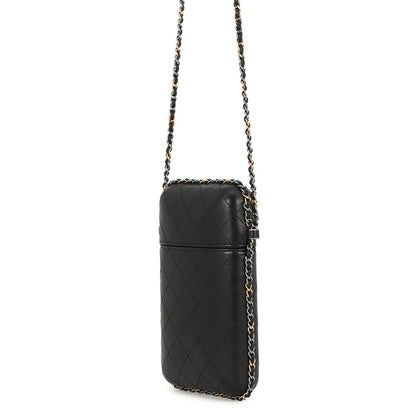 CHANEL Matelasse Chain Phone Case BlackA94471 Lambskin