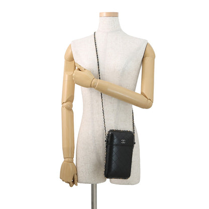 CHANEL Matelasse Chain Phone Case BlackA94471 Lambskin