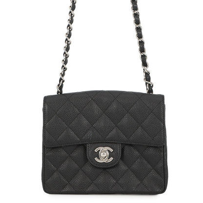 CHANEL Mini Matelasse Chain Shoulder Bag BlackA01115 Caviar Leather Size 17