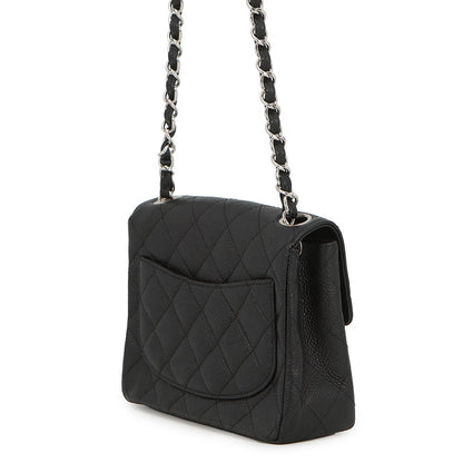 CHANEL Mini Matelasse Chain Shoulder Bag BlackA01115 Caviar Leather Size 17