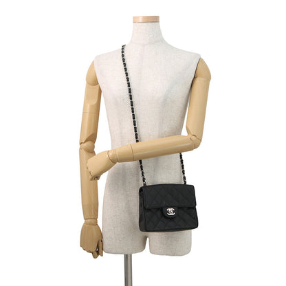 CHANEL Mini Matelasse Chain Shoulder Bag BlackA01115 Caviar Leather Size 17