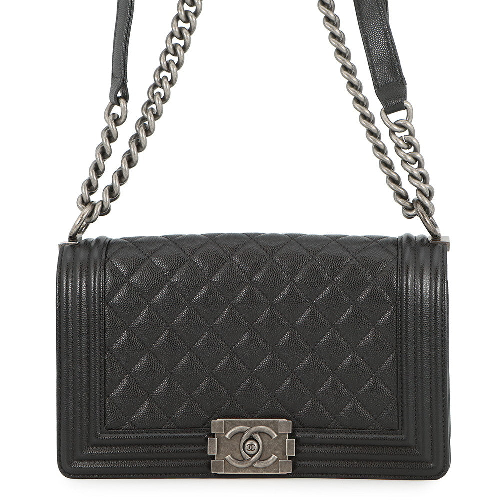 CHANEL Boy Chanel Chain Shoulder Bag BlackA67086 Caviar Leather Size 25