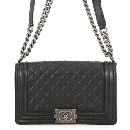 CHANEL Boy Chanel Chain Shoulder Bag BlackA67086 Caviar Leather Size 25