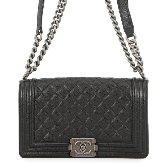 CHANEL Boy Chanel Chain Shoulder Bag BlackA67086 Caviar Leather Size 25