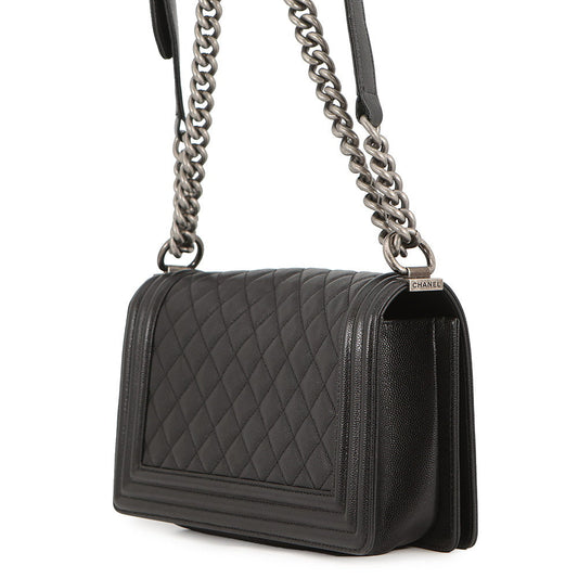 CHANEL Boy Chanel Chain Shoulder Bag BlackA67086 Caviar Leather Size 25