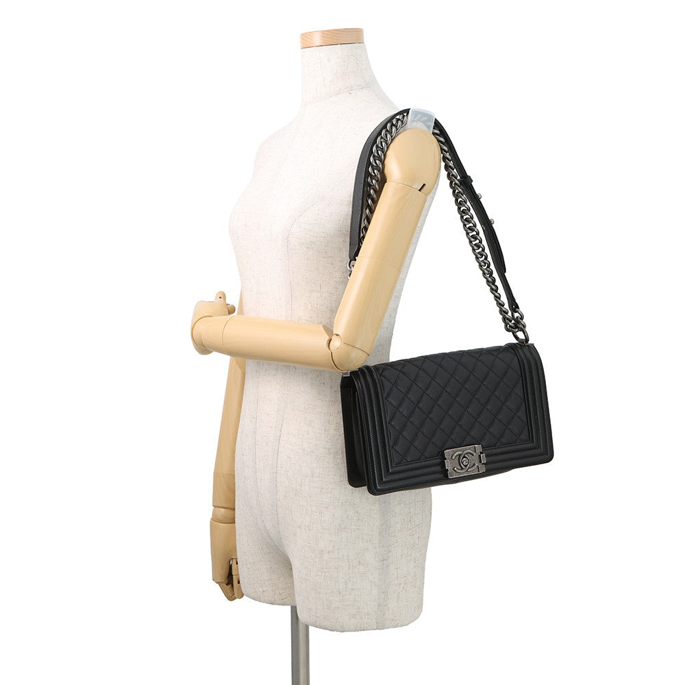 CHANEL Boy Chanel Chain Shoulder Bag BlackA67086 Caviar Leather Size 25