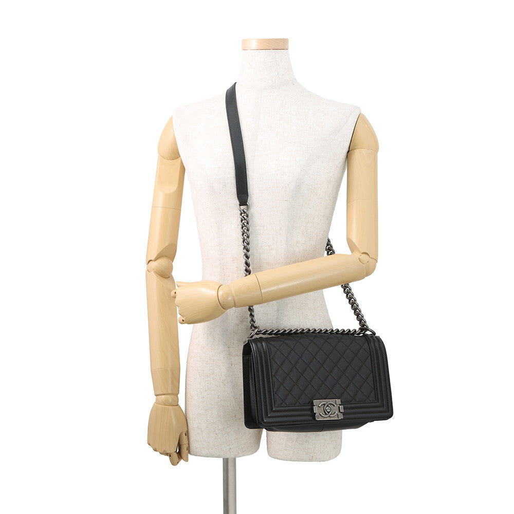 CHANEL Boy Chanel Chain Shoulder Bag BlackA67086 Caviar Leather Size 25