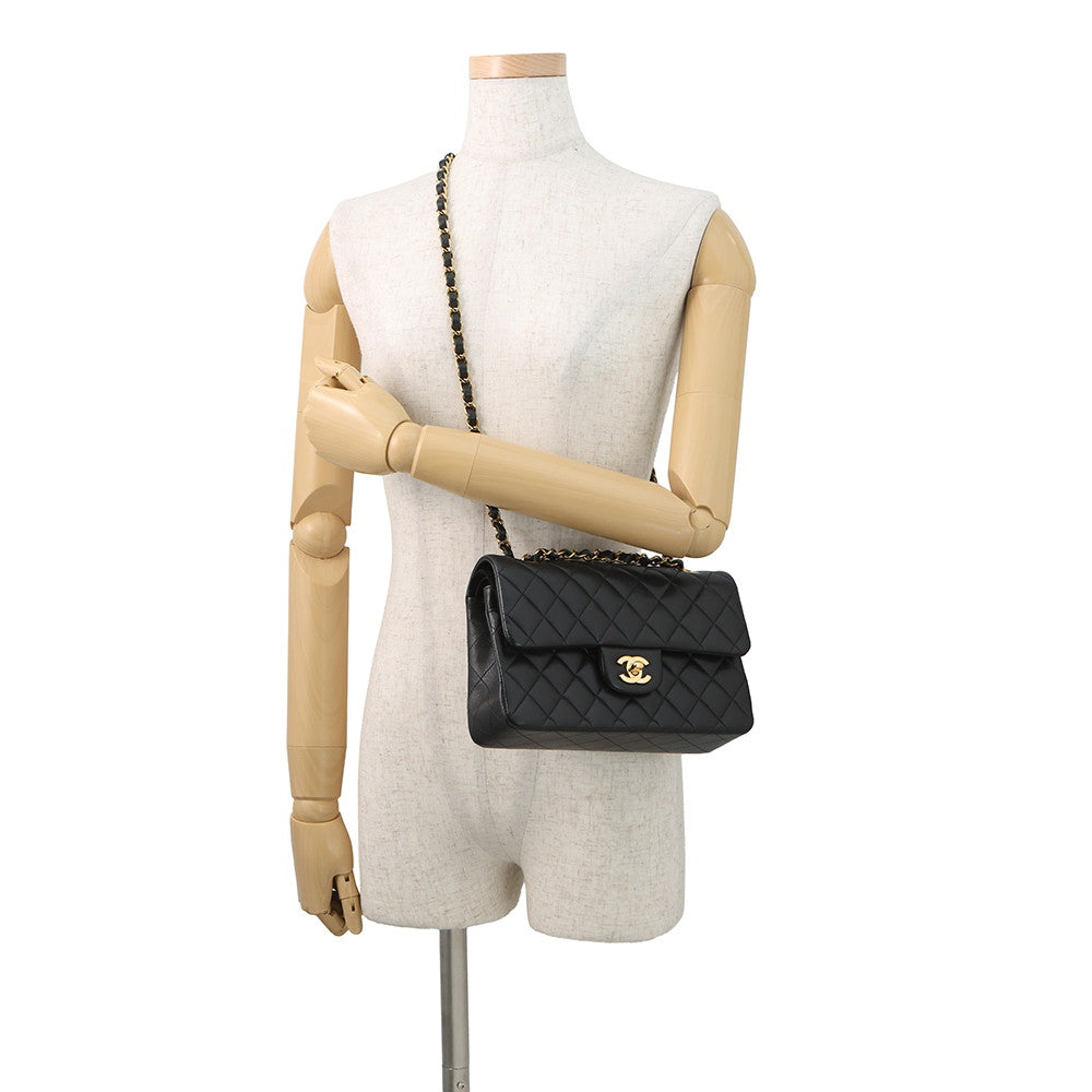 CHANEL Matelasse Chain Shoulder Bag BlackA01113 Lambskin Size 23