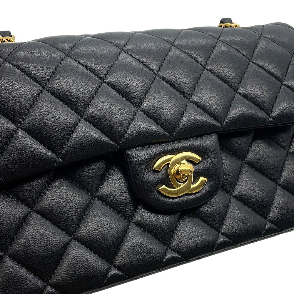 CHANEL Matelasse Chain Shoulder Bag BlackA01113 Lambskin Size 23