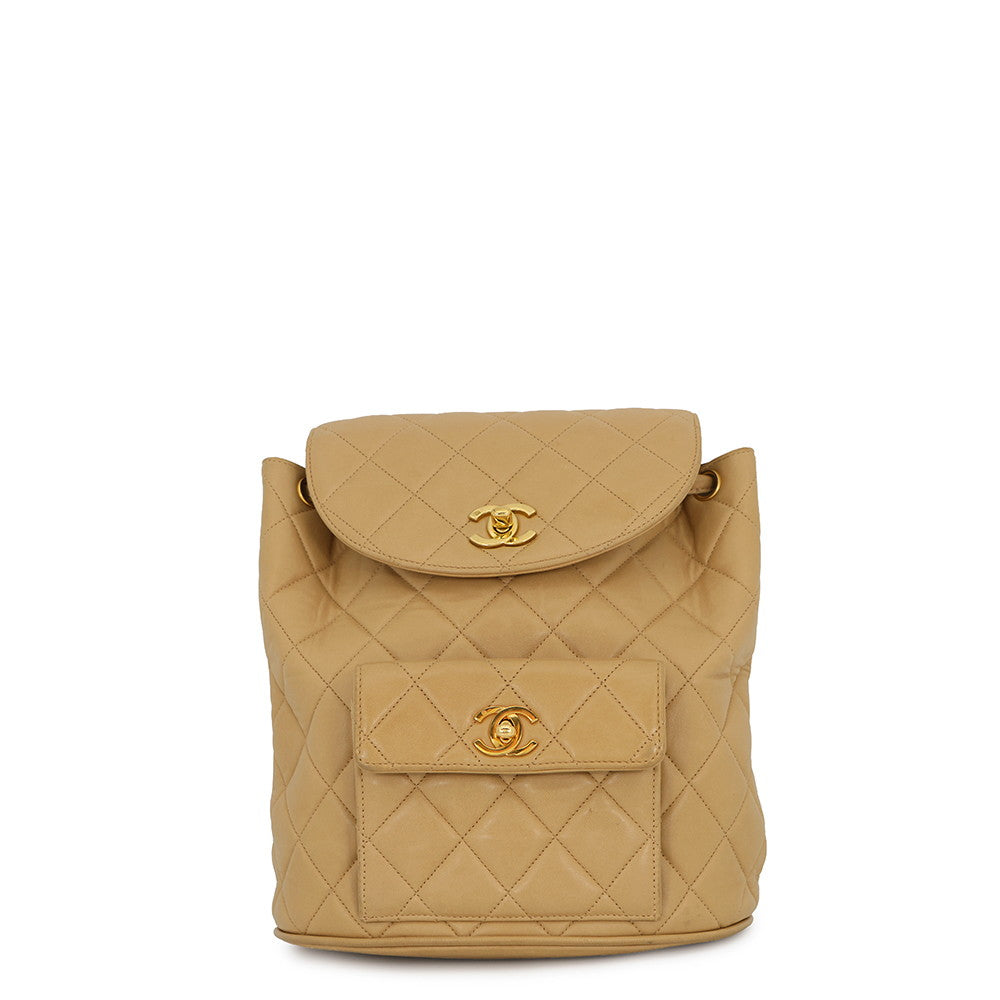 CHANEL Matelasse Backpack BeigeA10177 Lambskin