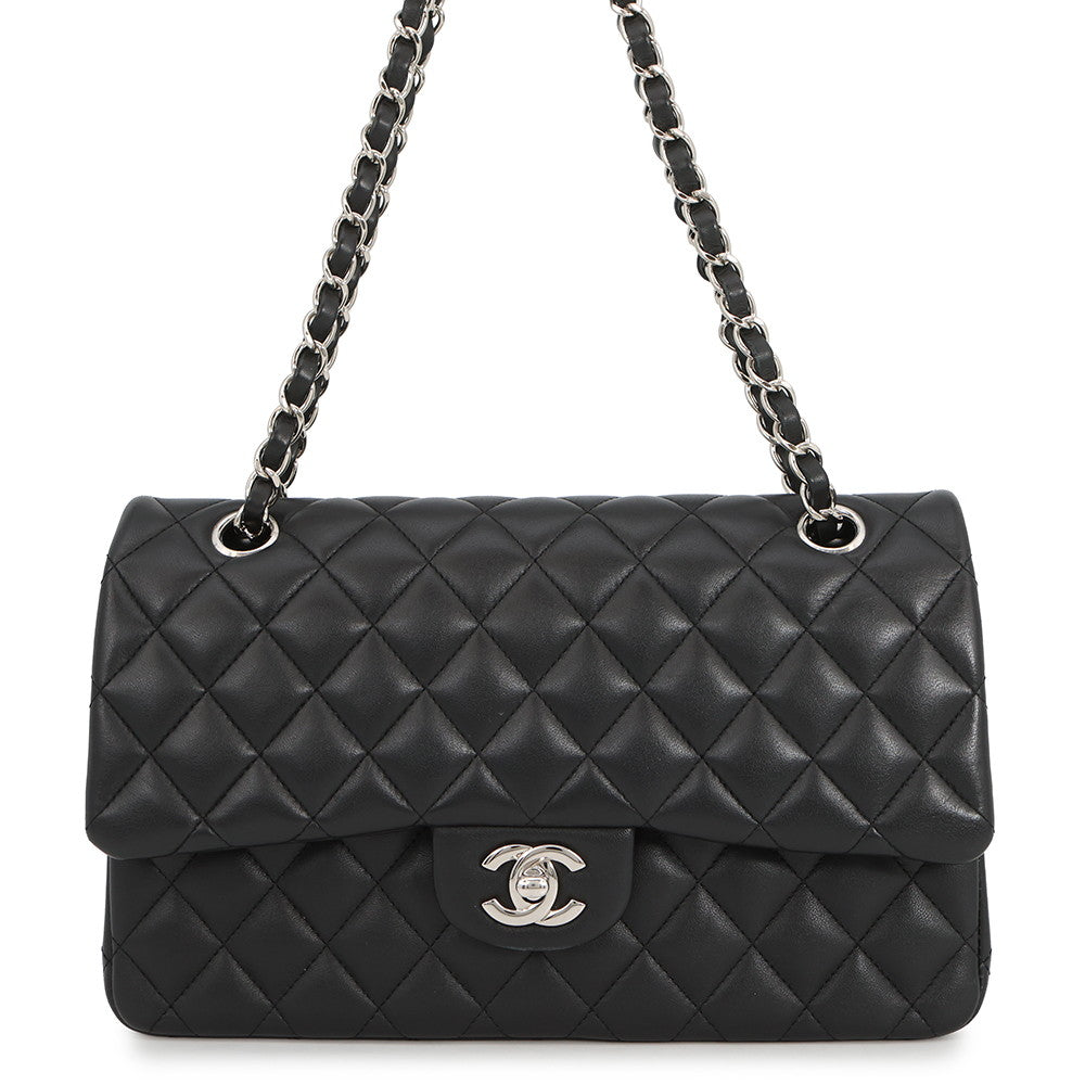 CHANEL Matelasse Chain Shoulder Bag BlackA01112 Lambskin Size 25