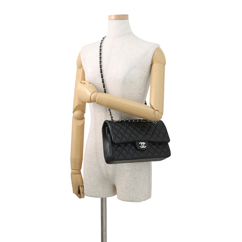 CHANEL Matelasse Chain Shoulder Bag BlackA01112 Lambskin Size 25