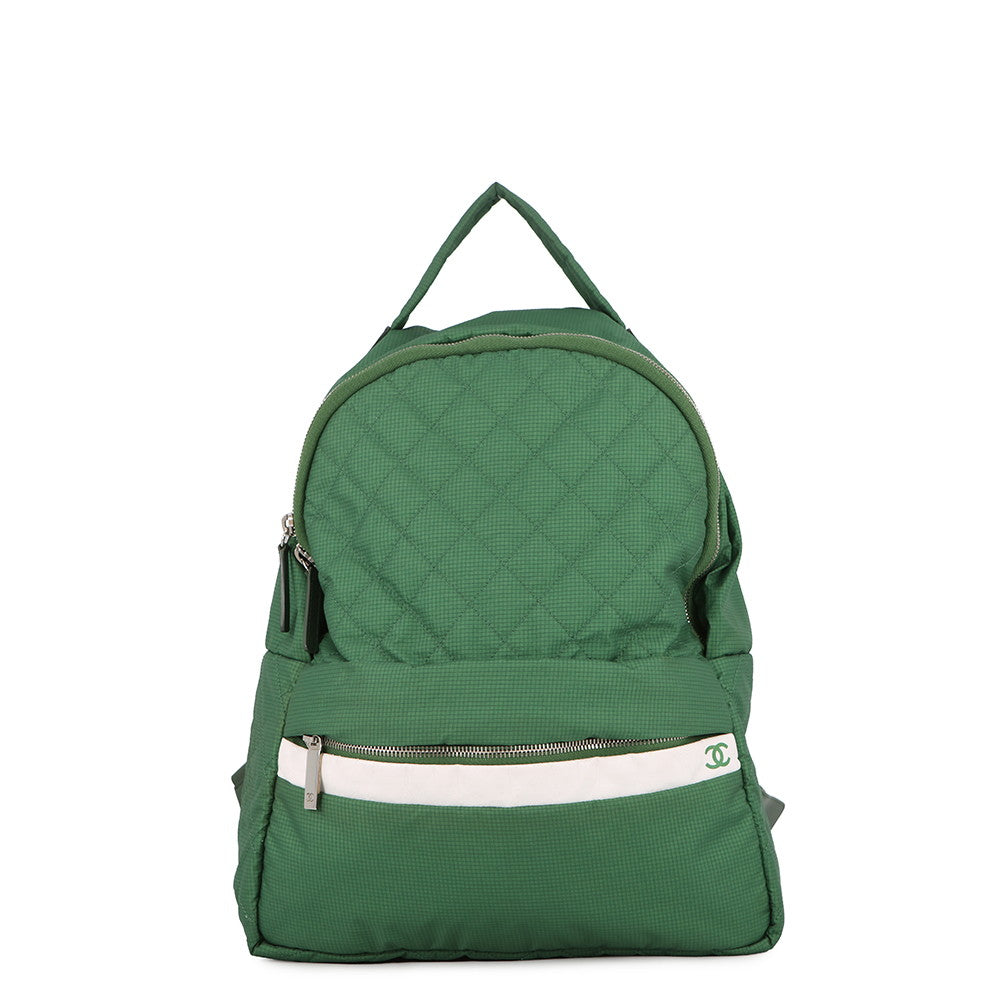 CHANEL CC Logo Backpack Green Nylon